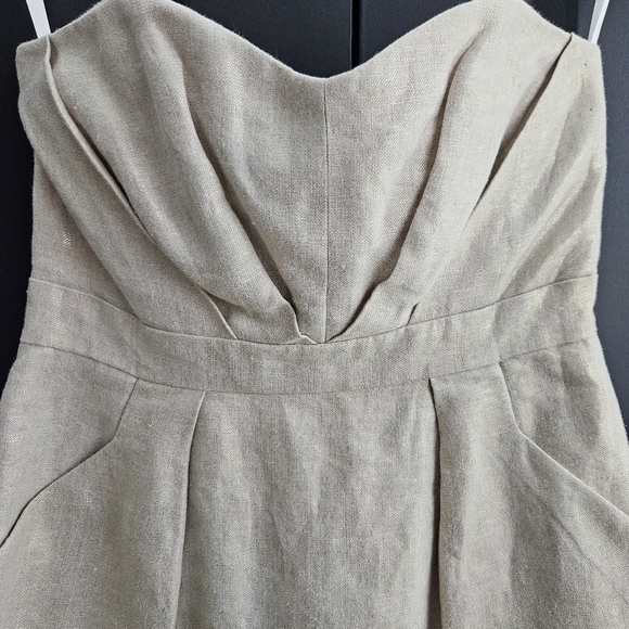 Shoshanna Strapless Linen Cocktail Dress Sz 6 - Picture 3 of 13